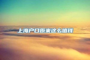 上海户口原来这么值钱