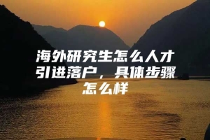 海外研究生怎么人才引进落户，具体步骤怎么样