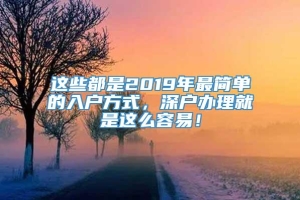 这些都是2019年最简单的入户方式，深户办理就是这么容易！