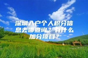 深圳入户个人积分信息去哪查询？有什么加分项目？