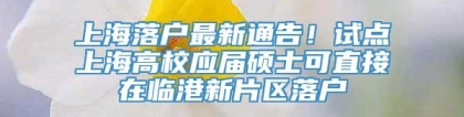 上海落户最新通告！试点上海高校应届硕士可直接在临港新片区落户