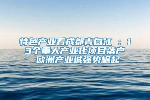 特色产业看成都青白江①：13个重大产业化项目落户 欧洲产业城强势崛起