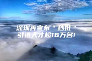 深圳再宣布＂秒批＂引进人才超16万名!