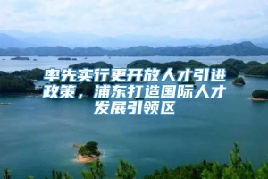 率先实行更开放人才引进政策，浦东打造国际人才发展引领区