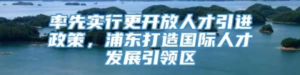 率先实行更开放人才引进政策，浦东打造国际人才发展引领区