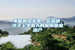 不管有多无奈，在深圳，孩子上学最大的保障就是深户