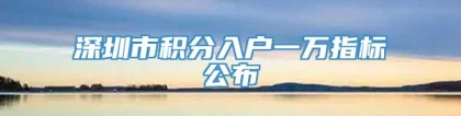 深圳市积分入户一万指标公布