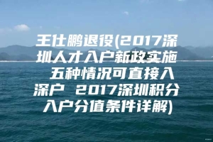 王仕鹏退役(2017深圳人才入户新政实施 五种情况可直接入深户 2017深圳积分入户分值条件详解)