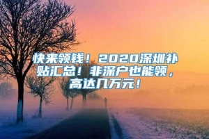 快来领钱！2020深圳补贴汇总！非深户也能领，高达几万元！