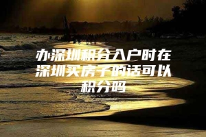 办深圳积分入户时在深圳买房子的话可以积分吗