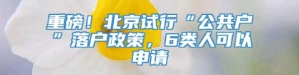 重磅！北京试行“公共户”落户政策，6类人可以申请