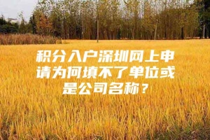 积分入户深圳网上申请为何填不了单位或是公司名称？