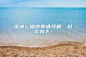 深圳公租房申请攻略，赶紧收下！