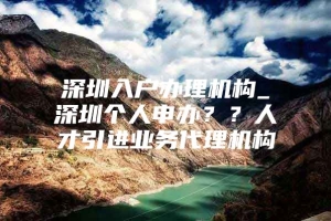 深圳入户办理机构_深圳个人申办？？人才引进业务代理机构