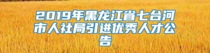 2019年黑龙江省七台河市人社局引进优秀人才公告