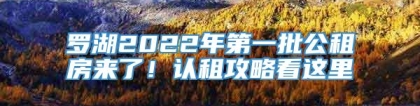 罗湖2022年第一批公租房来了！认租攻略看这里→