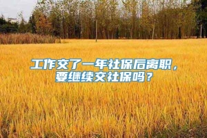 工作交了一年社保后离职，要继续交社保吗？