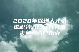 2020年深圳人才引进积分入户官方分值表参考入户指南