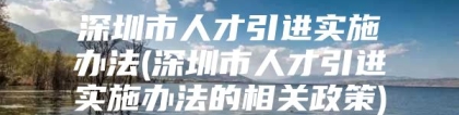 深圳市人才引进实施办法(深圳市人才引进实施办法的相关政策)