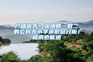 户籍优先！深圳数一数二的公民办小学录取总分析！租房也能进