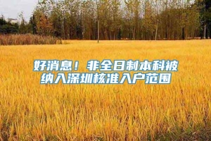 好消息！非全日制本科被纳入深圳核准入户范围