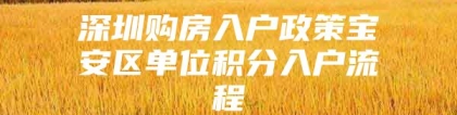 深圳购房入户政策宝安区单位积分入户流程