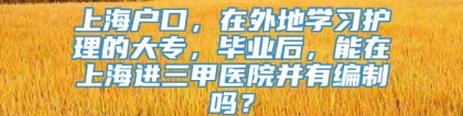 上海户口，在外地学习护理的大专，毕业后，能在上海进三甲医院并有编制吗？