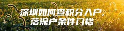 深圳如何查积分入户,落深户条件门槛