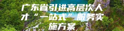 广东省引进高层次人才“一站式”服务实施方案