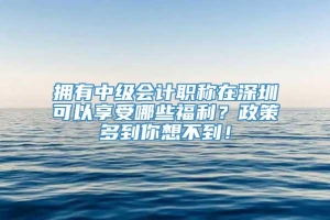 拥有中级会计职称在深圳可以享受哪些福利？政策多到你想不到！