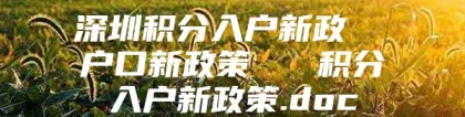 深圳积分入户新政  户口新政策   积分入户新政策.doc