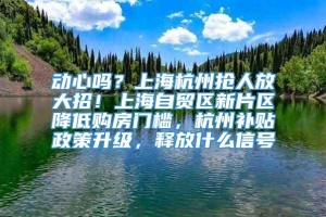 动心吗？上海杭州抢人放大招！上海自贸区新片区降低购房门槛，杭州补贴政策升级，释放什么信号