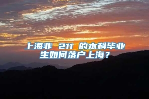 上海非 211 的本科毕业生如何落户上海？