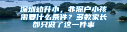 深圳幼升小，非深户小孩需要什么条件？多数家长都只做了这一件事