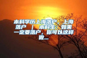 本科学历上海落户，上海落户 ｜ 本科生：如果一定要落户，你可以这样做...