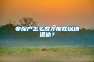 非深户怎么做才能在深圳退休？