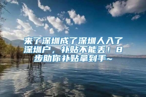 来了深圳成了深圳人入了深圳户，补贴不能丢！8步助你补贴拿到手~