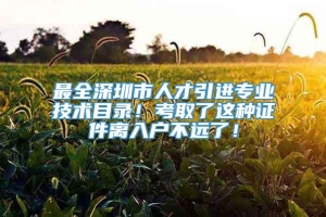 最全深圳市人才引进专业技术目录！考取了这种证件离入户不远了！