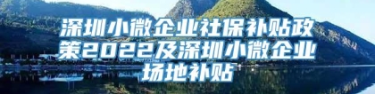 深圳小微企业社保补贴政策2022及深圳小微企业场地补贴