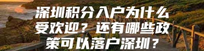 深圳积分入户为什么受欢迎？还有哪些政策可以落户深圳？