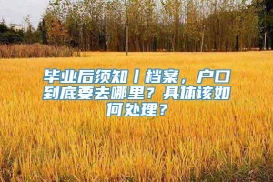 毕业后须知丨档案，户口到底要去哪里？具体该如何处理？