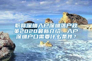 职称深圳入户深圳落户政策2020最新介绍，入户深圳户口需要什么条件？