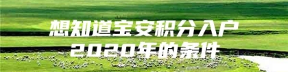 想知道宝安积分入户2020年的条件