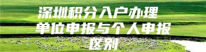 深圳积分入户办理 单位申报与个人申报区别