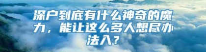 深户到底有什么神奇的魔力，能让这么多人想尽办法入？