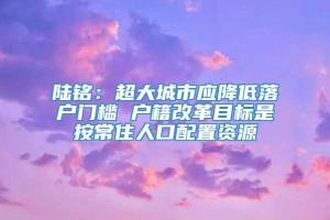 陆铭：超大城市应降低落户门槛 户籍改革目标是按常住人口配置资源