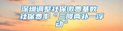 深圳调整社保缴费基数 社保费率“三降两补一浮动”