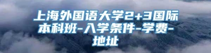 上海外国语大学2+3国际本科班-入学条件-学费-地址