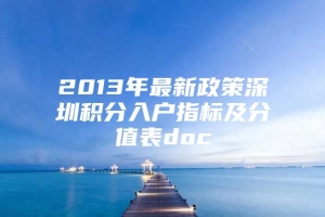 2013年最新政策深圳积分入户指标及分值表doc