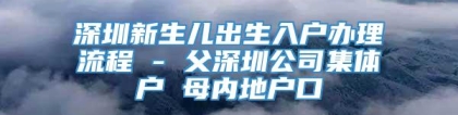 深圳新生儿出生入户办理流程 - 父深圳公司集体户 母内地户口